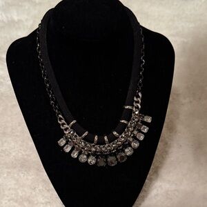 Ann Taylor Loft Elegant Silver and Black Choker Necklace